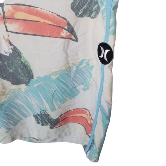 Hurley Mens 40 White Toucan Print 18" Board Shorts - Picture 8 of 8